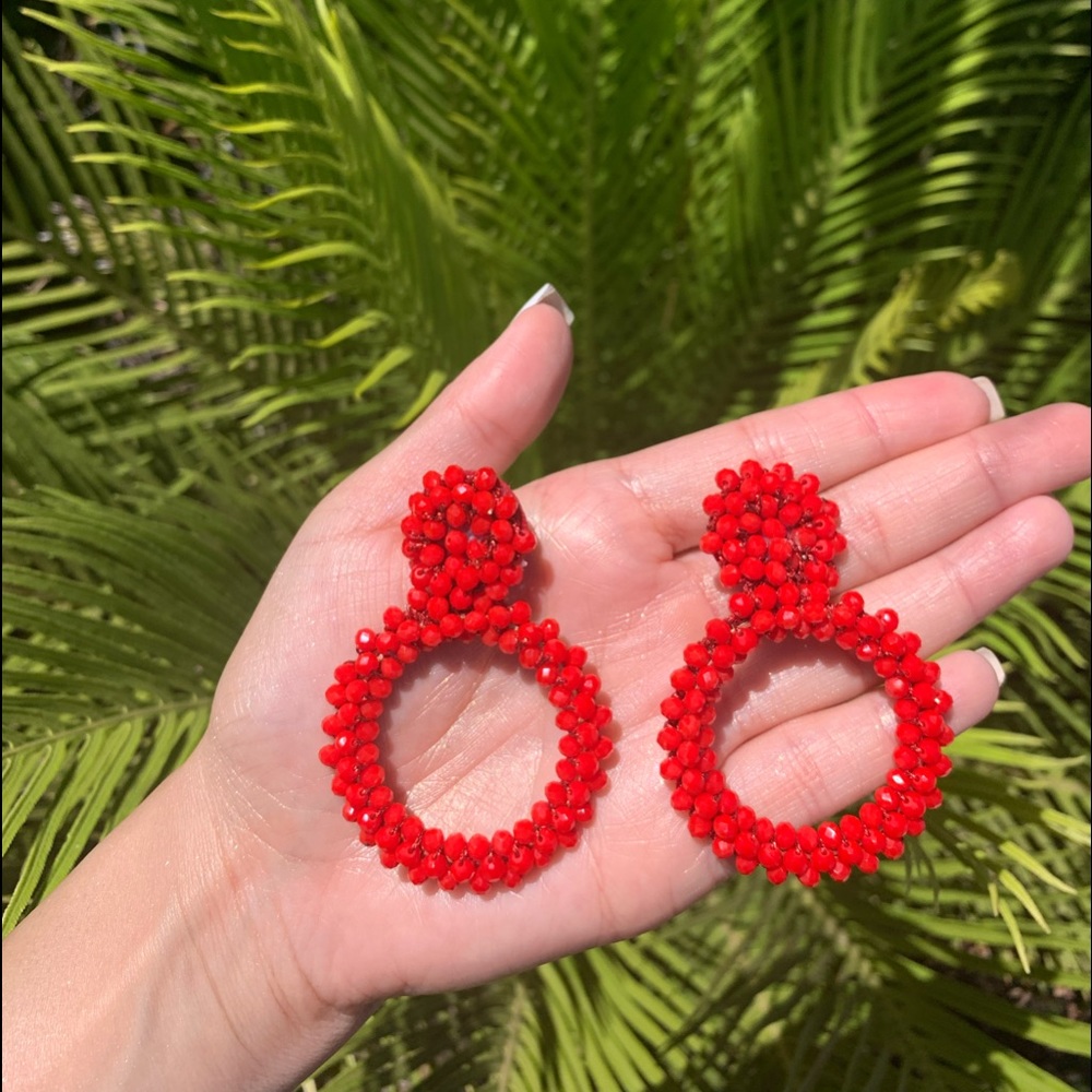 Handmade Beaded Hoop Earrings